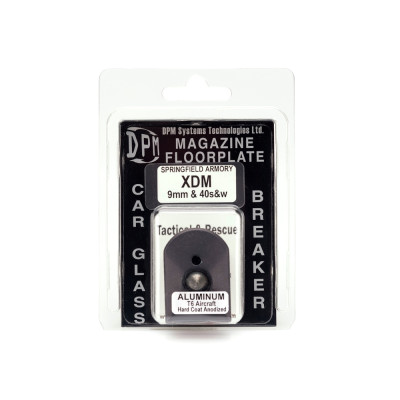 DPM MFA-XDM/1 Magazine Floorplate with Car Glass Breaker XDM 9mm/40S&W ALUMINUM BLACK T6 Aircraft Hard Coad Anodized 