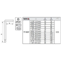 HEX KEY SET Inches size