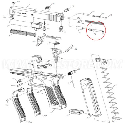 Percutor GLOCK 36618 para G17 GEN5, G19 GEN5, G19X, G26 GEN5, G34 GEN5 MOS