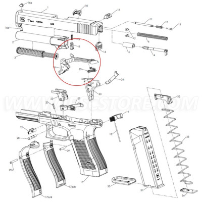 GLOCK 39702 Trigger with Trigger Bar Ambidextrous for G17 GEN5, G19 GEN5, G19X, G26 GEN5, G34 GEN5 MOS