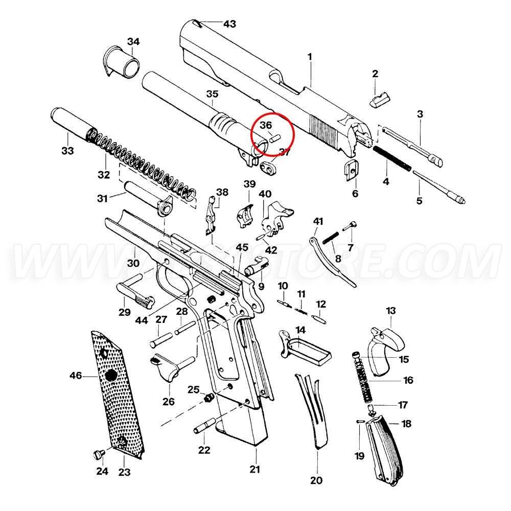 Eemann Tech Barrel Link Pin for 1911/2011, Silver