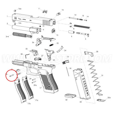 Pasador Pieza de Bloqueo para GLOCK