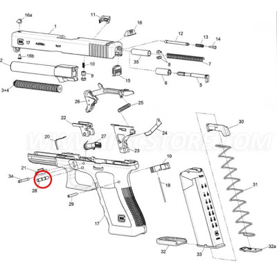 GLOCK 8298 Pasador del Disparador para G17 GEN5, G19 GEN5, G19X, G26 GEN5, G34 GEN5 MOS