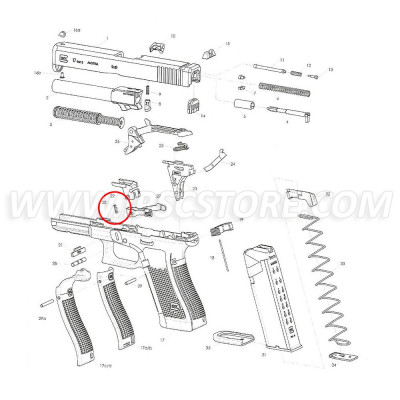 GLOCK 39567 arrêtoir de culasse Ressort pour G17 GEN5, G19 GEN5, G19X, G26 GEN5, G34 GEN5 MOS