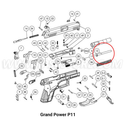 Grand Power Recoil Spring Guide P1/T12 Metal for P11