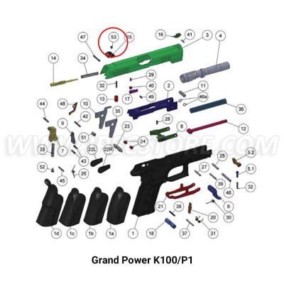 Grand Power Rear Sight Screw 4x4 for K100