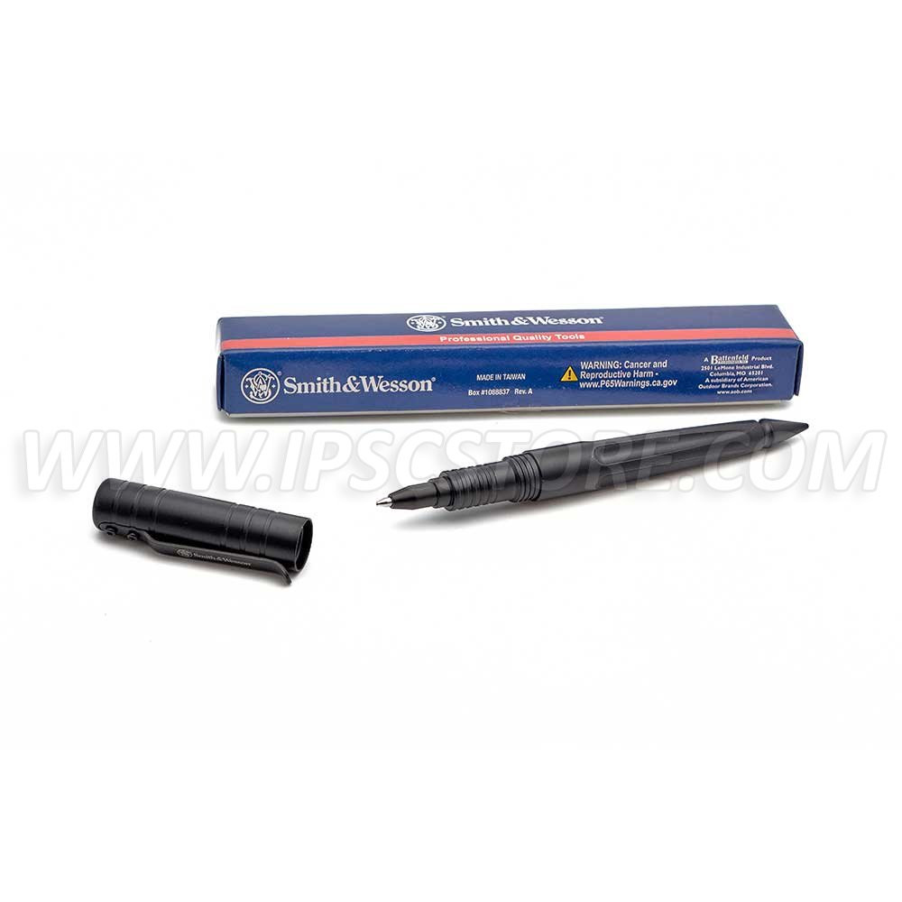 SMITH & WESSON SWPENBK Tactical Pen, Black Aluminum