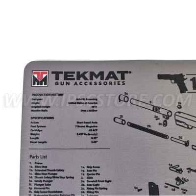 Tekmat 1911 Alfombrilla Gris para Limpieza de Pistolas