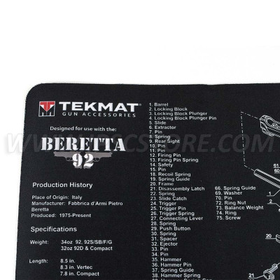 Alfombrilla de Limpieza para Pistolas Beretta 92 Tekmat