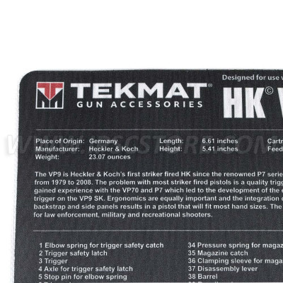 Tekmat Heckler & Koch VP9SK Gun Cleaning Mat