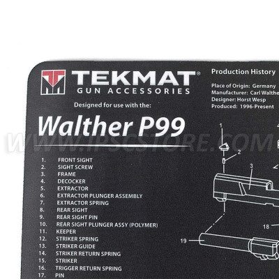 Alfombrilla de Limpieza para Pistolas Walther P99 Tekmat