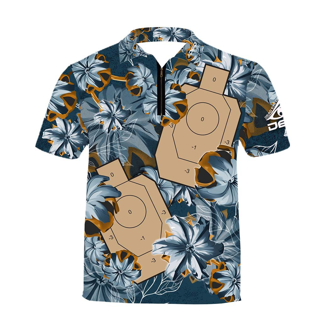 DED Blue Bullet Floral IDPA Target T-Shirt