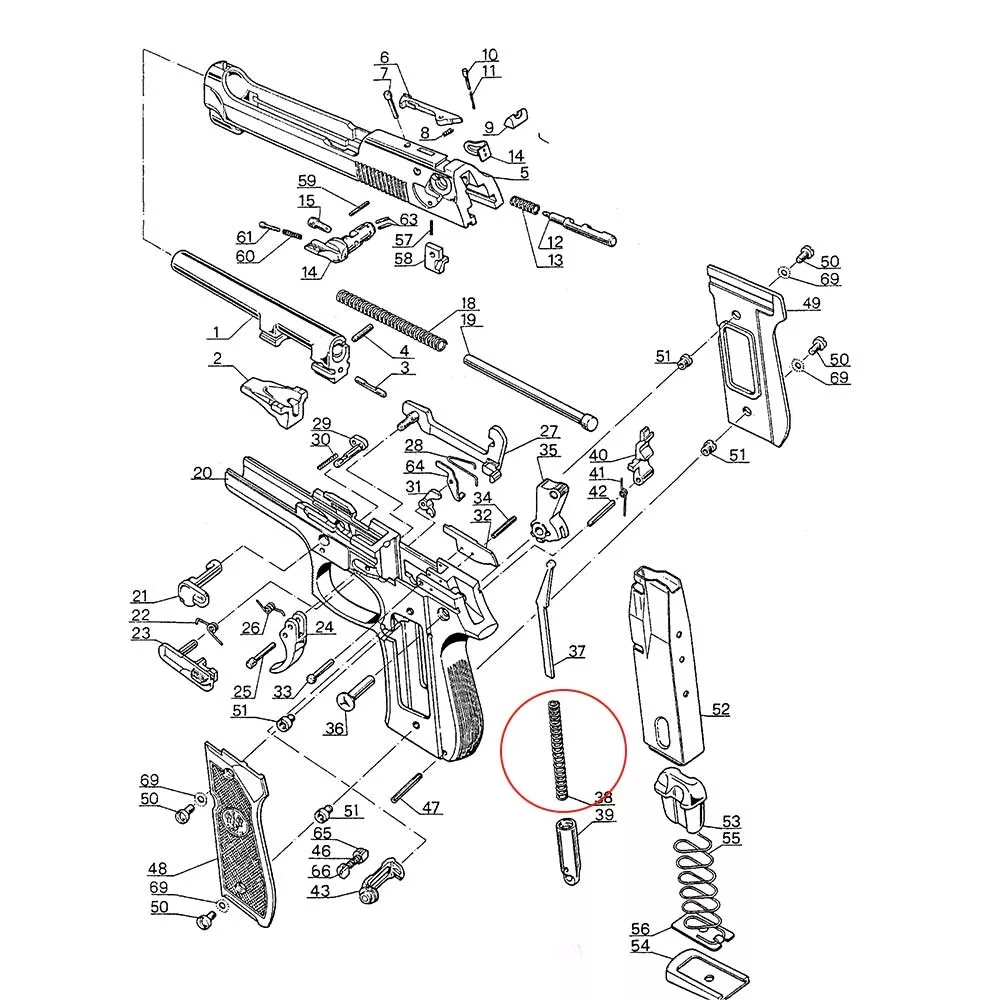 Ressort récupérateur Eemann Tech pour Beretta 92/96/98