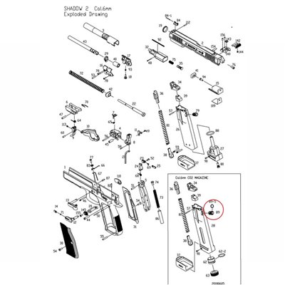 KJ WORKS Action Air Ex Valve de Cargador con Junta Tórica (Co2) para ASG CZ Shadow 2