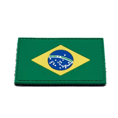 Brazil Flag PVC Patch with Hook and Loop Fastener