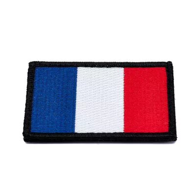 France Flag Embroidery Patch with Fastener Hook and Loop