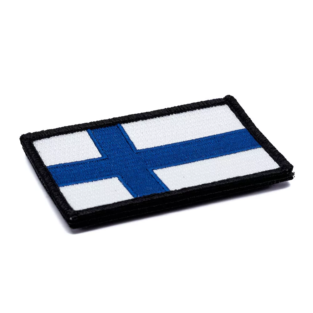 Finland Flag Embroidery Patch with Fastener Hook and Loop