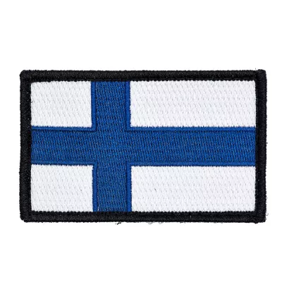 Finland Flag Embroidery Patch with Fastener Hook and Loop