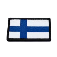 Finland Flag Embroidery Patch with Fastener Hook and Loop