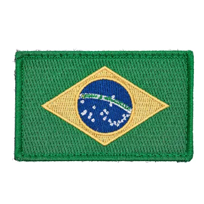 Brazil Flag Embroidery Patch with Fastener Hook and Loop