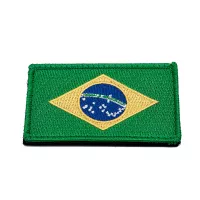 Brazil Flag Embroidery Patch with Fastener Hook and Loop