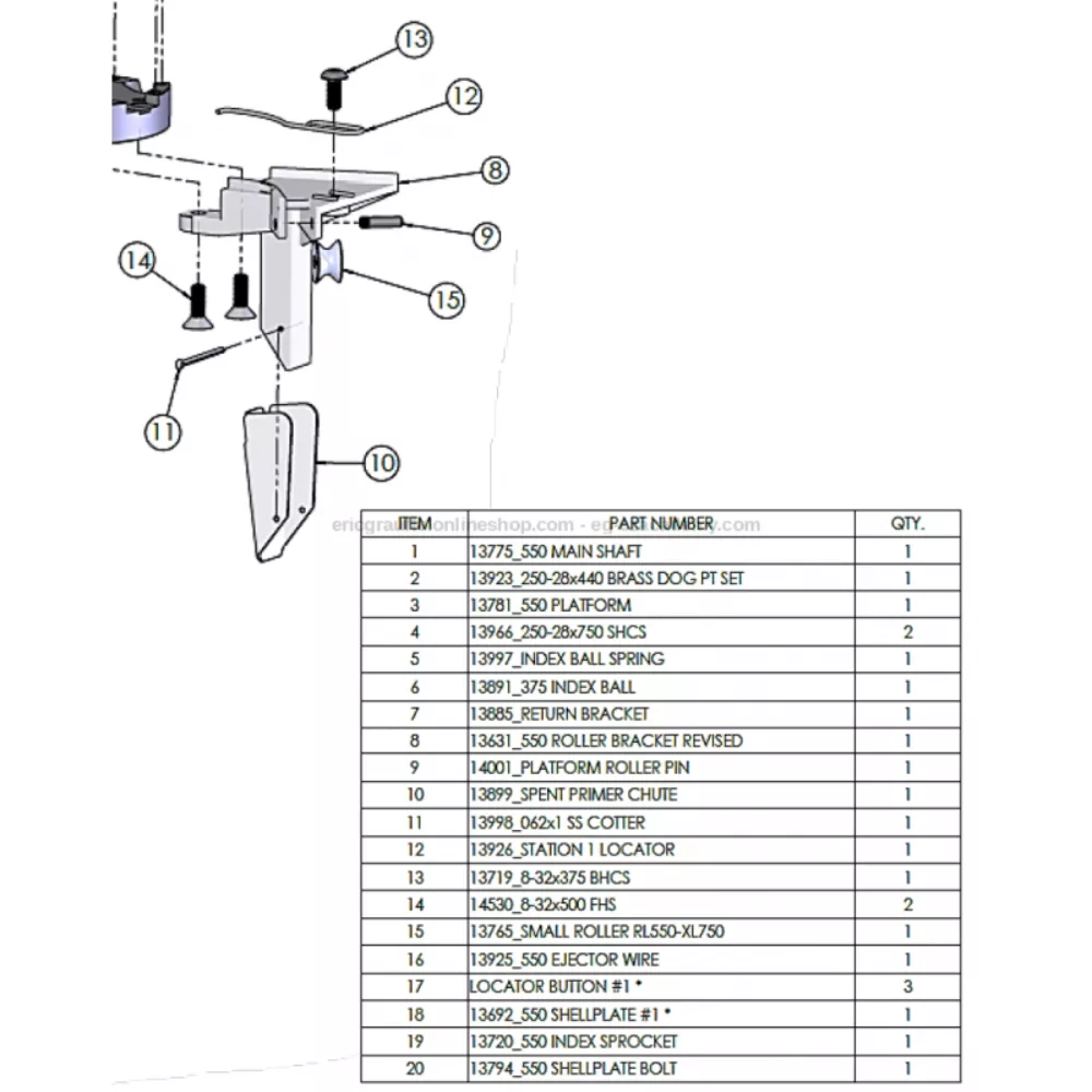 Dillon 14280 Roller Bracket Assembly for RL550